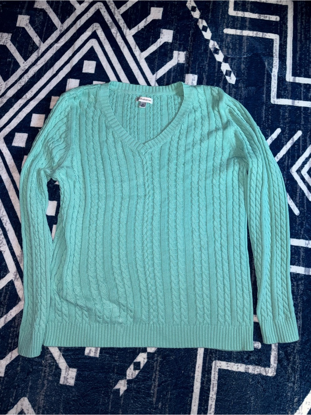 croft & barrow Mint Cable-Knit V-Neck Sweater